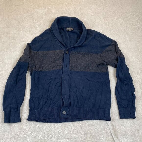 Banana Republic Luxe Cardigan Sweater Mens Small Navy Striped Button Up Casual - Picture 9 of 10